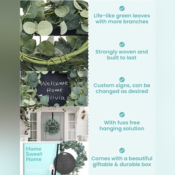 New Welcome Wreath with Chalkboard Sign - Picture 4 of 8